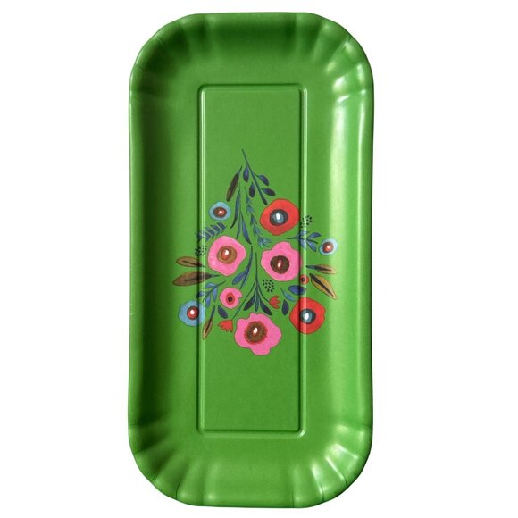 Floral Apple Green Melamine Small Tray by 180 Degrees 8"x 4" Cottage-Core Boho - Picture 2 of 7